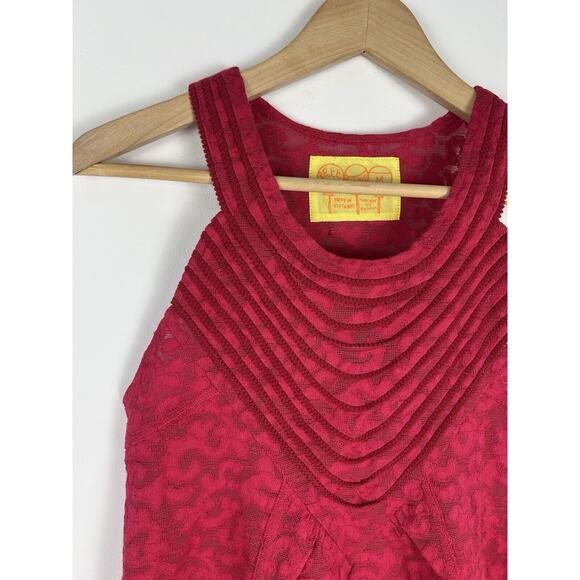 Free People Lace Tank Top Blouse Pink Longline Size Medium Boho Festival Medium - Picture 2 of 10